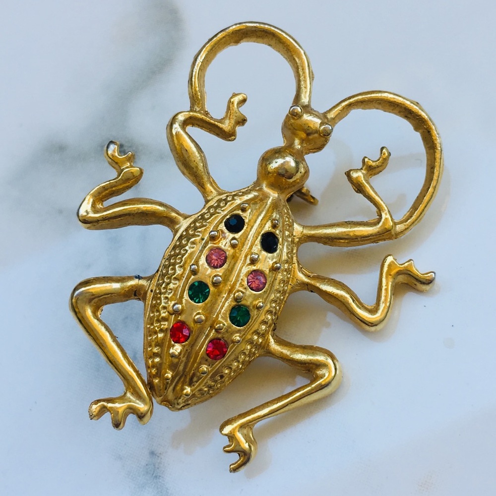 Gold beetle brooch Neiman Marcus vintage - Picture 1 of 5